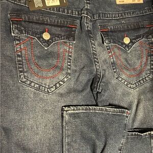 True Religion Blue Jeans with Red Stitching